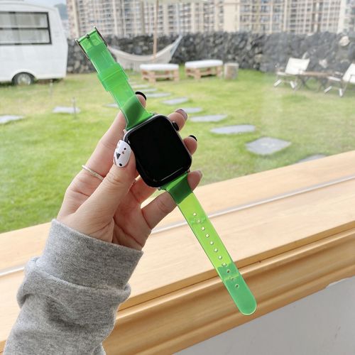 Applicable  L'apple Watch 7 Bracelet De Montre Apple Se Iwatch 6 Transparent Glacier One 5e Gnration Nouveau Modle Limit-Vert Translucide - 45 Mm