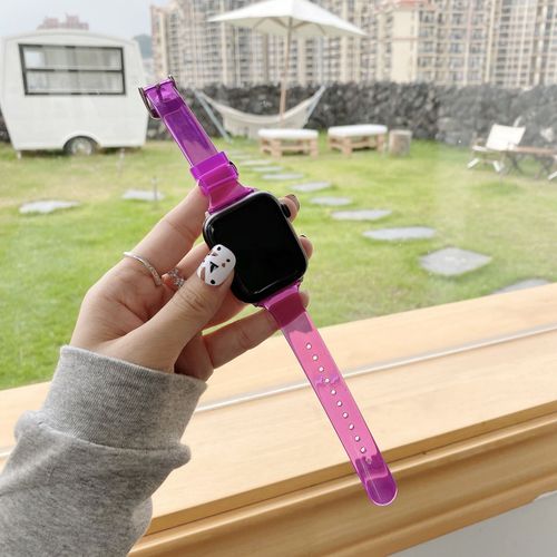 Applicable  L'apple Watch 7 Bracelet De Montre Apple Se Iwatch 6 Transparent Glacier One 5e Gnration Nouveau Modle Limit-Violet Transparent - 44 Mm