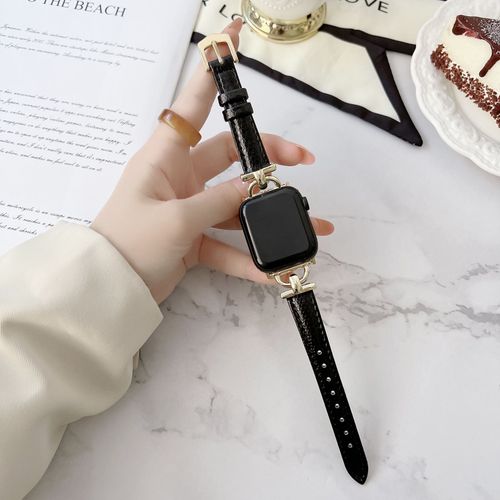 Applicable Au Bracelet Apple Watch Motif Lzard Boucle Dore Bracelet En Cuir Vritable Apple Watch Iwatch678 Gnration 40 45-Motif Lzard Noir - 38 Mm/40 Mm/41 Mm