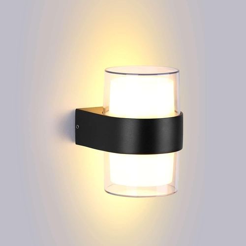 Applique Murale D'extRieur Led Ip65, Tanche, Clairage ExtRieur, Lampe En Aluminium Acrylique 10 W, IdAle Pour Une Cour, Un Jardin, Une Terrasse, Un Couloir, Une AllE CarrE (Blanc Chaud Rond)