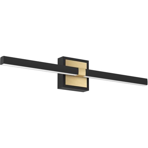 Applique Murale Led Peguera,Lampe De Miroir Rectiligne,Luminaire Intrieur Pour Salle De Bains Et Couloir,Mtal Noir Et Laiton,Blanc Chaud,Ip44,60 Cm
