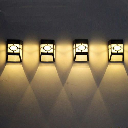 Applique Murale Rgb ? ?nergie Solaire, Imperm?able Et Intelligente, Style R?tro, Luminaire D?coratif D'ext?rieur, Id?al Pour Un Jardin, Un Couloir Ou Une Cour, 2 Pi?ces 4 Unit?s