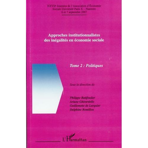 Approches Institutionnalistes Des Ingalits En conomie Sociale  