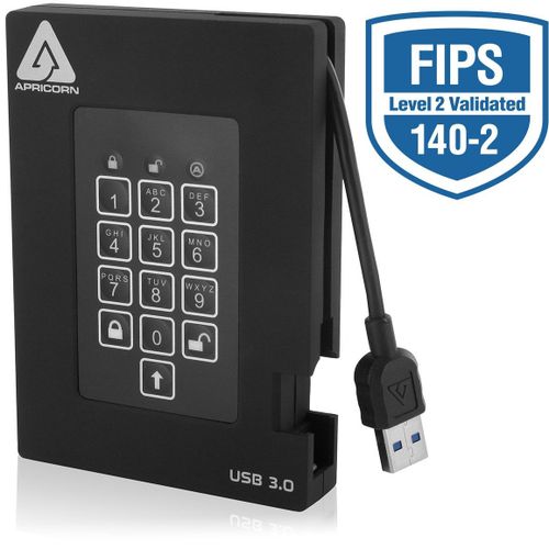 Apricorn Aegis Padlock Fortress Disque Dur Externe 2 To Noir