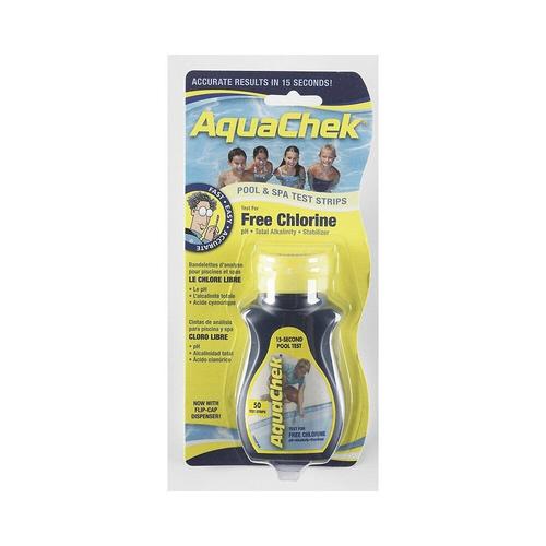 Aquachek - 50 Bandelettes Test Pour Chlore Libre Aquaclph Yellow