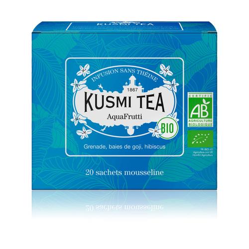Kusmi Tea - Aquafrutti (Infusion De Fruits Bio Aromatise  L'hibiscus & Grenade) - Bote 20 Sachets