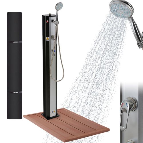 AREBOS Douche solaire 20l Douche de piscine extérieure ArgentNoir avec