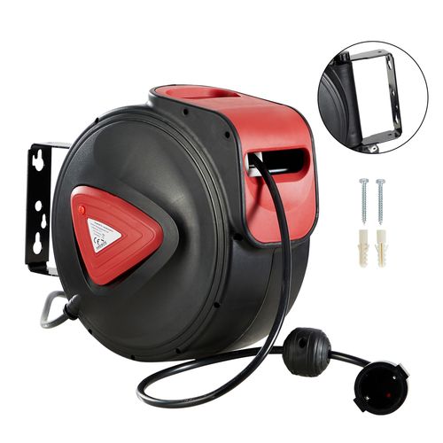 Arebos Enrouleur Automatique Cble lectrique 15m Noir