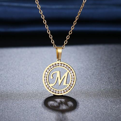 Argent - 45cm - Collier En Acier Inoxydable Avec 26 Lettres A-Z Pour Femme, Avec Strass Et Cristal, Idal Comme Cadeaux De Mariage Pour La Saint-Valentin, 316l, Nouveaux