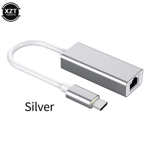 Argent - Adaptateur Ethernet Usb Type-c Vers Rj45, Cble Internet Lan 1000mbps, Pour Macbook, Pc, Windows Xp 7, 8, 10, Android