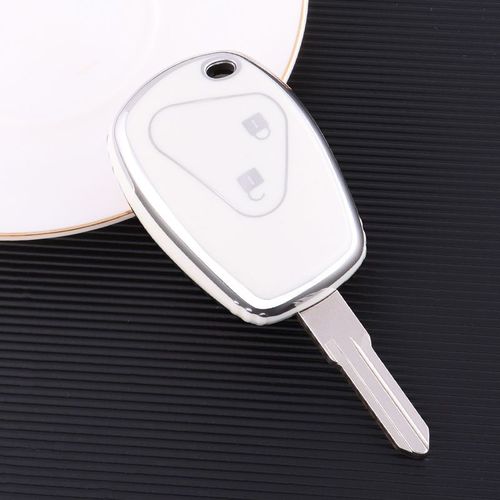 Argent Blanc - tui Pour Tlcommande  2 Boutons, En Tpu, Pour Renault Megane, Modus, Espace, Laguna, Duster, Logan, Dacia, Sandero, Fluence, Clio, Kango, Nouvelle Collection