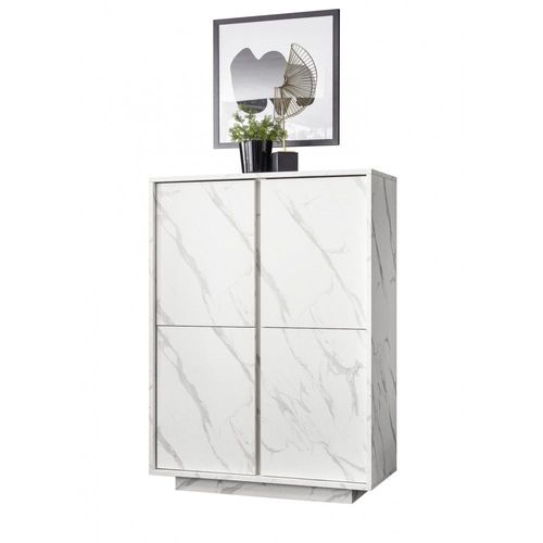 Argentier 4 Portes, Collection Colomarmo, Coloris Blanc Effet Marbre, Idal Dans Votre Salon Ou Salle  Manger