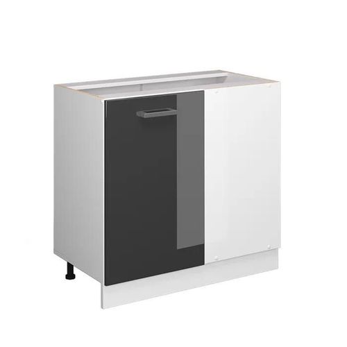 Armoire D'angle Universelle R-Line, 86 Cm Avec Porte, Sans Plan De Travail, Anthracite Haute Brillance, Vicco