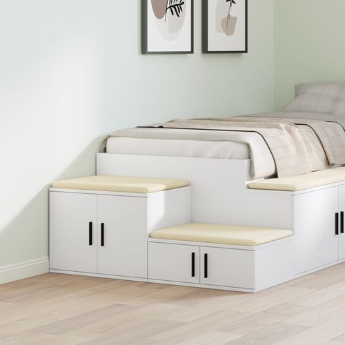 Armoire De Rangement Vidaxl Blanche 118x41x40 Cm En Bois D'ingnierie