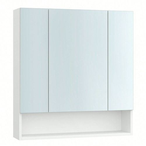Armoire De Salle De Bain Avec Portes Miroir, Armoire Murale  Miroir, Compartiment Ouvert, tagres Rglables, 16,5 X 70 X 75 Cm, Blanc Nuage