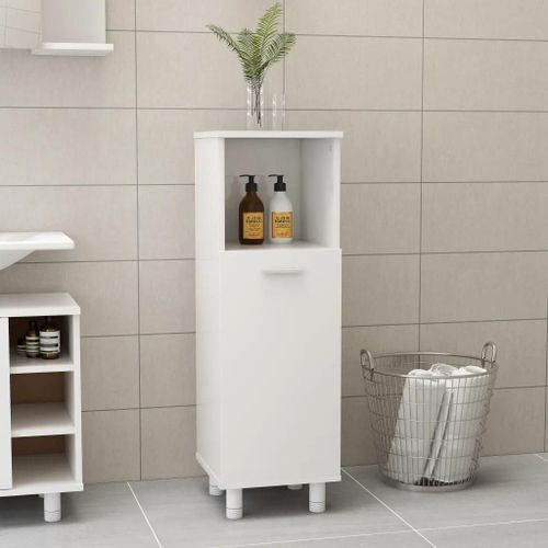 Armoire De Salle De Bain Blanc Brillant Bois DIngnierie