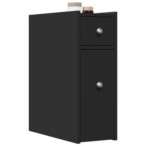 Armoire De Salle De Bain troite Avec Roulettes Noir