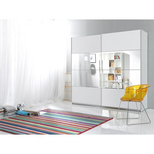 Armoire Design 2 Portes Avec Miroirs Modulables. Couleur Blanc Mat. Collection Eos