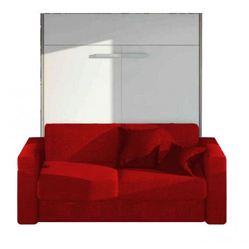 Armoire Lit  Ouverture Assiste Traccia Structure Blanche Canap Intgr Accoudoirs Larges Tissu Rouge C