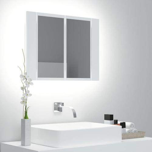 Armoire Salle De Bain  Miroir Led Blanc 60x12x45 Cm Acrylique,Meuble Vasque Salle De Bain,Meuble Salle De Bain Vasque