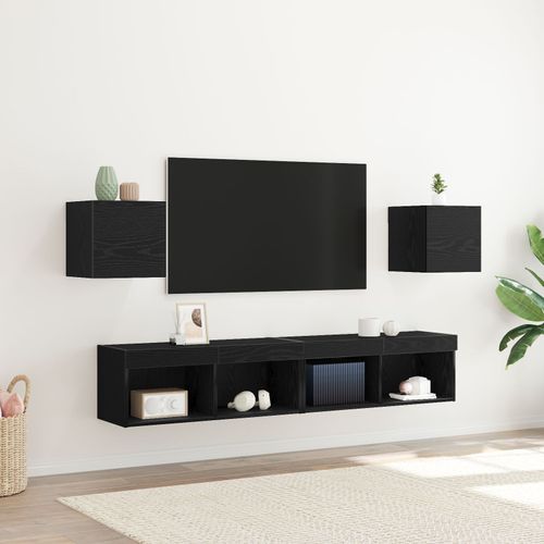 Armoires Tv Murales Vidaxl 2 Pcs Chne Noir 30,5x30x30 Cm