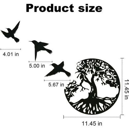 Art Mural en Métal Arbre De Vie avec Oiseaux Déco Noir 28CM/11.02in Décoration Murale Arbre De Art Mural en Métal Arbre De Vie avec Oiseaux Déco Noir 28CM/11.02in Décoration Murale Arbre De