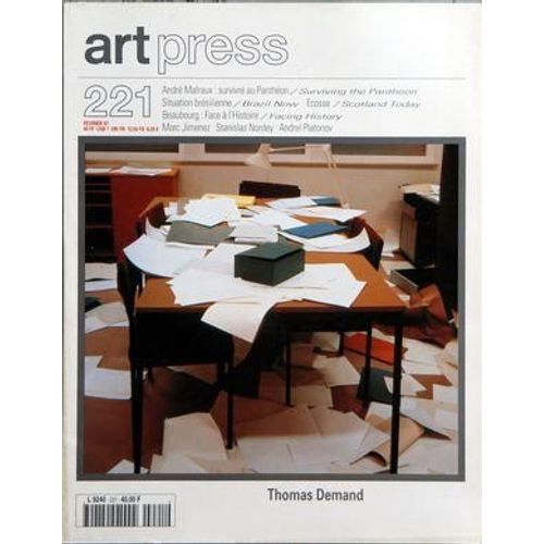 Art Press N 221 Du 01/02/1997 - Andre Malraux   - Survivre Au Pantheon Situation Bresilienne   - Ecosse   - Scotland Today Beaubourg   - Face A L'histoire Marc Jimenez Stanislas Nordey Andrei Platonov Thomas Demand.