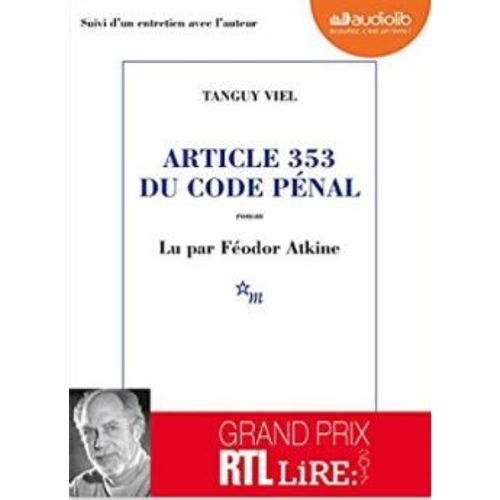 Article 353 Du Code Pnal   de Tanguy Viel  Format Livre-CD 