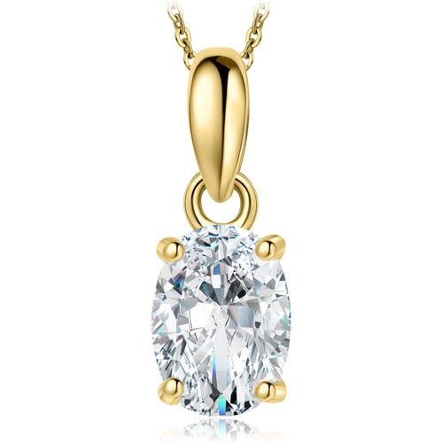 Asas-1-2ct Classique Solitaire Collier Chaine Zircon Cubique Taille Ovale Argent 925 Pour Femme,Plaqu Or Jaune Or Rose Pendentif Diamant Simul Mariage Mariee 45cm,Ensemble Parure De Bijoux