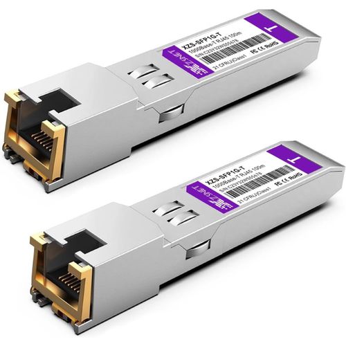 asas-1000Base-T Sfp Transceiver,Module Mini Gbic En Cuivre 1.25G Sfp Vers Rj45 Pour Cisco Glc-T/Sfp-Ge-T,Ubiquiti Unifi Uf-Rj45-1G,Mikrotik,Meraki,Netgear,D-Link Et Plus,2 Pices