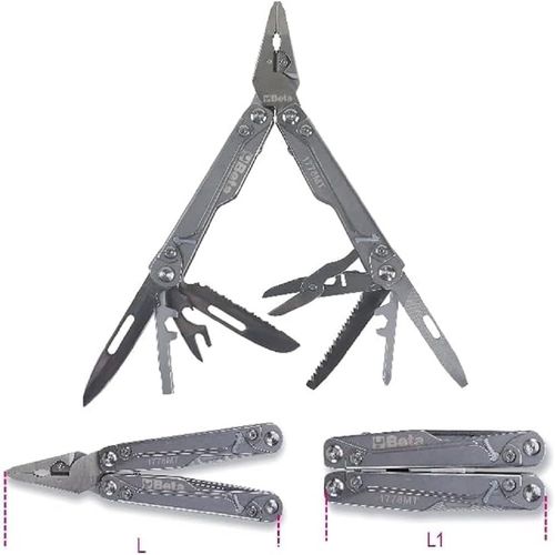 Asas-1778mt Outil Multifonction Complet Avec 9 Outils Et 11 Inserts Avec 22 Fonctions,4 Leviers Sur Poignes,2 Boutons De Verrouillage/Dverrouillage Et Pochette Ceinture En Tissu Pour Le Transport
