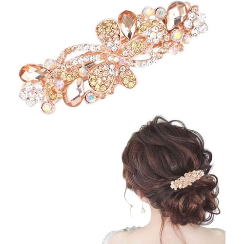 Asas-1pcs Barrettes Cheveux Femme Cristal Rtro Barrettes  Cheveux Vintage Strass Cheveux Barrettes Motif De Papillon De Fleur Avec pingles  Cheveux Fermoir Pinces  Cheveux Pour Femme Fille