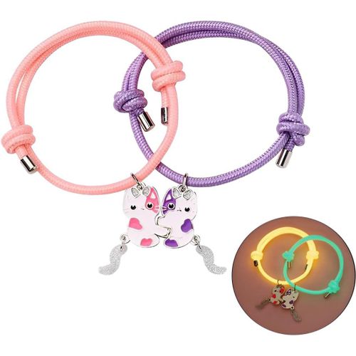 Asas-2 Pices Bracelet Amiti,Bracelet D'amiti Avec Breloque En Forme Chatons,Bracelet D'amiti Rglable,Breloque Pour Cadeaux Faits  La Main,Chatons