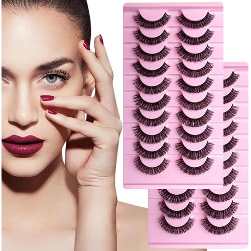 Asas-20 Paires Faux Cils Volume Russe D Curl Extension Cils Pour Un Maquillage Quotidien Ou Exagr Rutilisable Demi Faux Cils Lger Cat Eye Lashes Pour Filles Femmes(20 Paires,Noir)