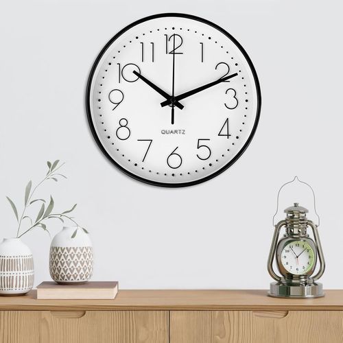 Asas-20cm Moderne Horloge Murale Mute Silencieuse,Avec Des Chiffres Faciles  Lire Et Frontire Respectueuse De L'environnement,Sans Coutil Fonctionnant,Pour Chambre,Cuisine,Bureau,cole