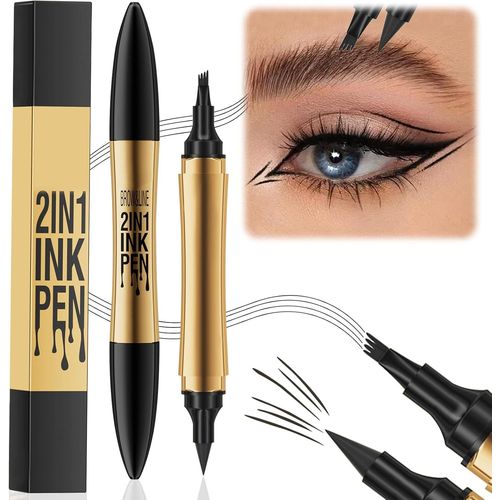 Asas-3d Magique Crayon  Sourcil Impermable,Micro Brow Pencil Avec 4 Pointes Microfourchues,Crayon  Sourcils Durable Et Rsistant Aux Taches,Pour Sourcils Naturel Longue Dure,Noir