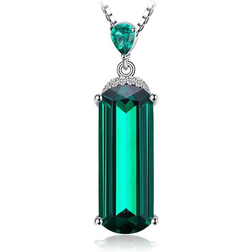 Asas-4.4ct Simul Emeraude Taille Fantaisie Pendentif Vert Pierre Argent 925 Pour Femme,Plaqu Or Jaune Plaqu Or Rose Collier Argent De Bijoux,Collier Chaine Cadeau Anniversaire 45cm