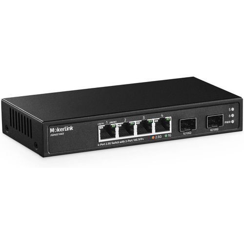 asas-4 Port 2.5Gigabit Ethernet Switch With 2X10G Sfp Slot,4 X 2.5G Base-T Ports Kompatibel Mit 10/100/1000Mbps,Metal Unmanaged Fanless Small Network Switch