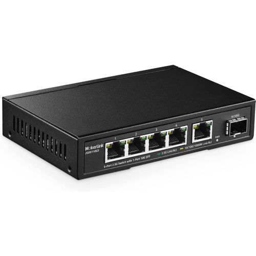asas-5 Port 2.5G Ethernet Switch With 10G Sfp,5 X 2.5G Base-T Ports Compatible With 10/100/1000Mbps,Commutateur Rseau Sans Ventilateur Mtallique Non Gr