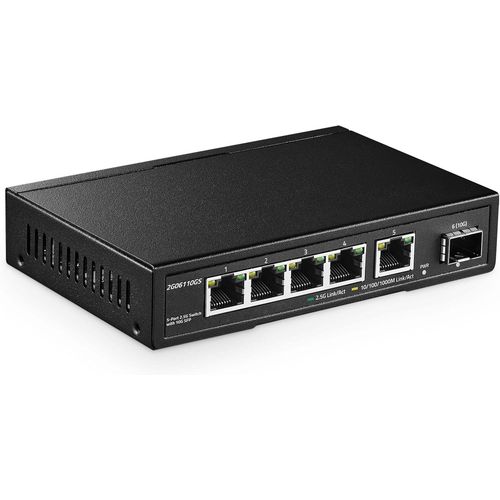 asas-5 Port 2.5G Network Switch With 10G Sfp,5 X 2.5Gbase-T Ports,Compatible Avec Les Appareils 10/100/1000Mbps,Commutateur Ethernet Plug&Play Non Gr Et Sans Ventilateur
