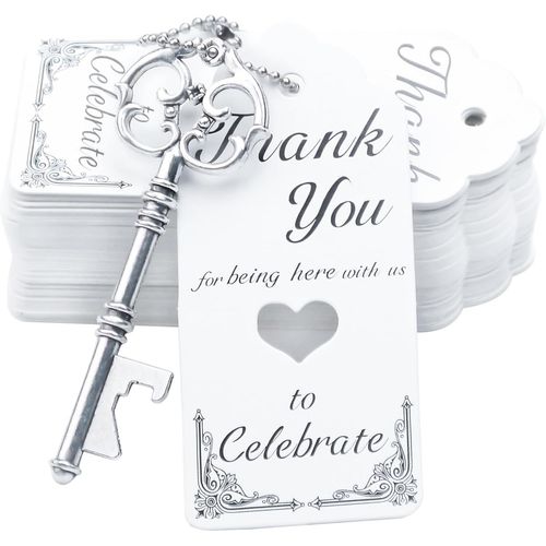 Asas-52pcs Ancien Squelette Cl Ouvre Bouteille Faveur Faveur De Mariage Faveur Invit Souvenir Cadeau Ensemble Avec Escorte Merci Carte Tag Et Porte-Cls