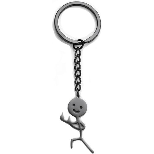 Asas-Amaxer Porte-Cls Smiley En Acier Inoxydable Avec Pendentif En Forme De Doigt D'honneur