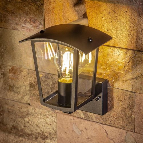 Asas-Appliquemurale D'extrieur clairage Noire Lanterne Diffuseur Transparent Led Ip44 E27 Oriente Vers Le Haut