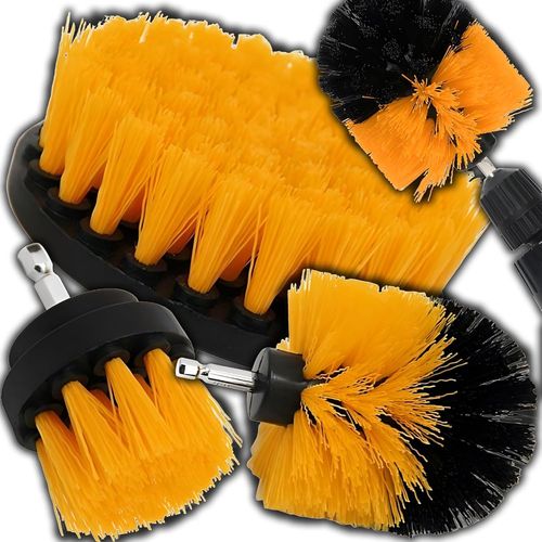 Asas-Brosse Nettoyage Perceuse,Dimensions Du Diamtre 4,5,8,5,10 Cm,Pour Jantes,Le Rembourrage,Baignoire,Cuisine,Brosse De Voiture,Brosse De Nettoyage De Voiture,Couleur Noir-Jaune