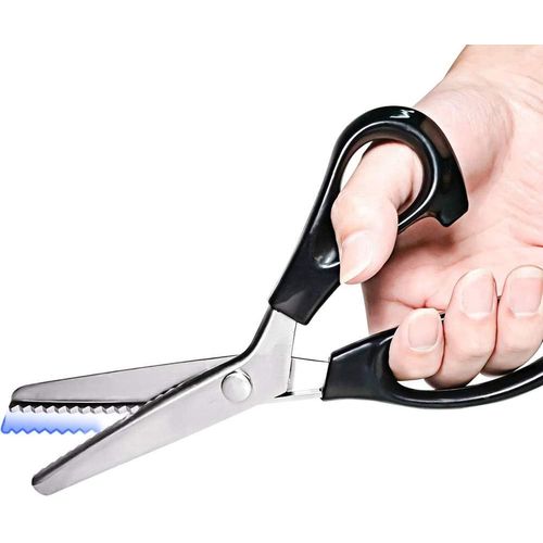 Asas-Ciseaux Cranteurs Pour Couture,Ciseaux Couture Professionnel En Acier Inoxydable Pour Coupe/Couture De Tissu Papier Feutre,Ciseaux Zig Zag Pour Loisirs Cratifs Et D'artisanat Noir