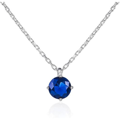 Asas-Collier Pendentif En Solitaire Pour Femme Et Adolescente,Colliers En Argent 925 Ou Plaqu Or Avec Une Pierre De Couleur Ou Blanche Ronde,Simple Collier Fin Avec Ecrin Cadeau