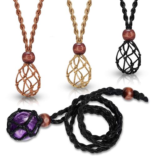 Asas-Cordons De Collier Porte-Pierre Vide Porte-Collier En Cristal Cordon De Collier De Pierre En Quartz Brut Cordon Rglable Pour Amulette Indienne(Noir,Marron,Beige,0,98-1,38 Pouces)