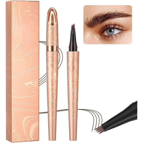 Asas-Crayon  Sourcils Magique 3d-Microblading-Marron Fonc-Avec 4 Pointes De Fourche-Applicateur tanche Et Durable-Pour Hommes Et Femmes-Sans Effort-Aspect Naturel