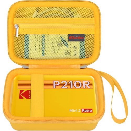 asas-Dur tui De Voyage Rigide Housse Cas Pour Kodak Mini 2 Retro 4Pass/Kodak Pack Mini Imprimante P210 Photo Printer/Kodak Mini Retro 2 P210,Mesh Pocket Convient Pour Le Papier,Cble,Jaune