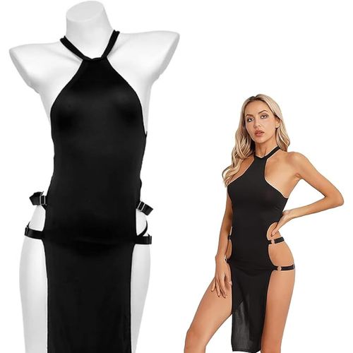 Asas-Ensemble De Sexy Femme Lingerie,Naughty Babydoll Teddy Avec Design Sexy  Haute Fente Creuse Et Dos Nu,Sous-Vtements With G-Strings Thongs Mesh See-Through Temptation,Noir,Taille Unique